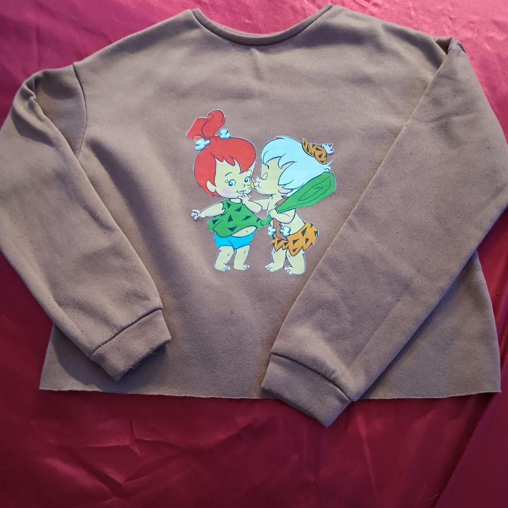 Brown Sweatshirt with Cartoon Print